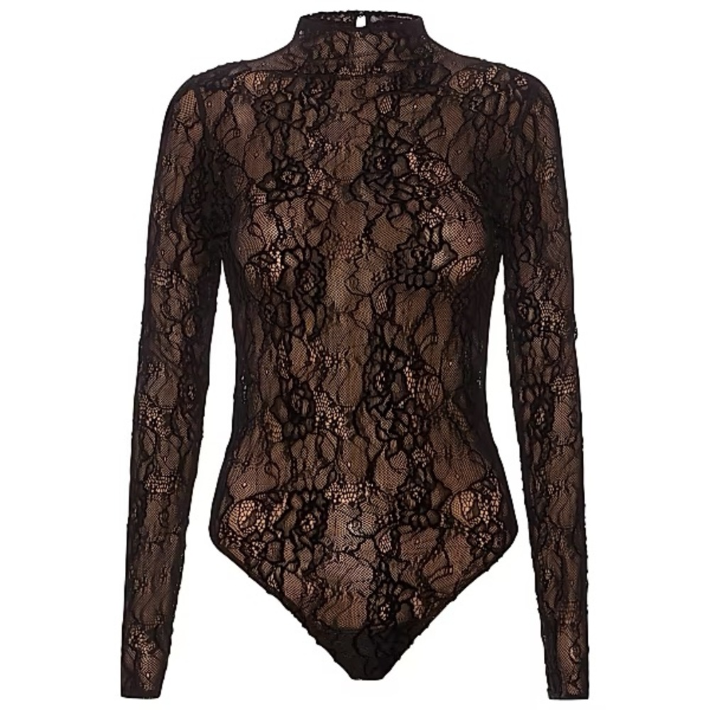 GOOD AMERICAN LACE MOCK NECK BODYSUIT, SZ S NWT! - Picture 2 of 8